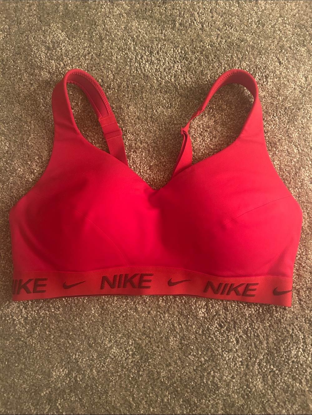 Nike Red Padded Sports Bra with Logo Band
